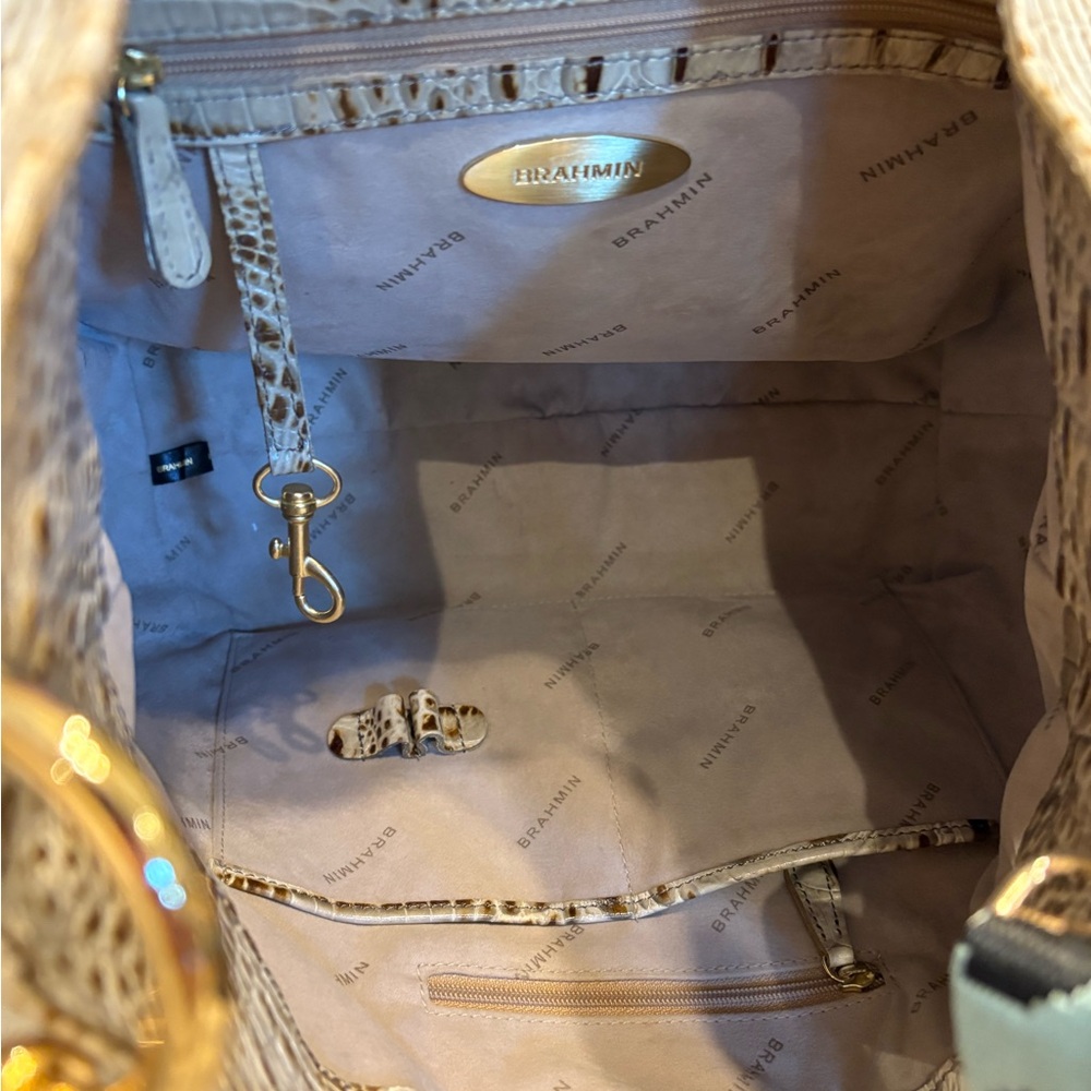 Brahmin Cream Croc-Embossed Hobo Bag - Picture 5 of 5